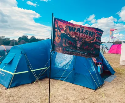 Rectangle Flag - A yearly tradition for a mum and two daughters of attending the country music festival Brings a bit of fun some sentiment to the trips and helps find the tent