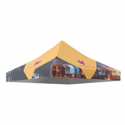 Canopy Topper Only A custom-printed canopy tent with vivid colors and logos, designed for outdoor promotional events.