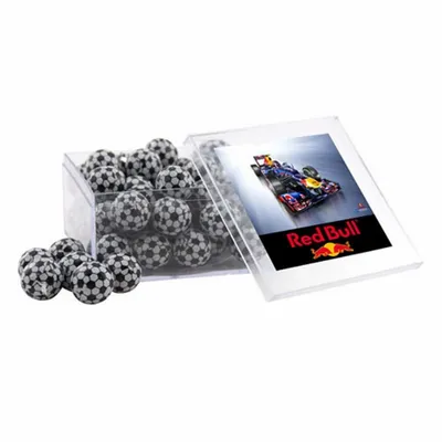 Acrylic Box with Chocolate Soccer Balls - Large - Webcam Covers Now