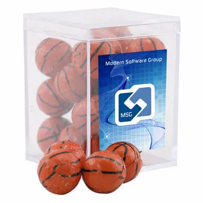 Acrylic Box with Chocolate Basketballs - Small - Webcam Covers Now
