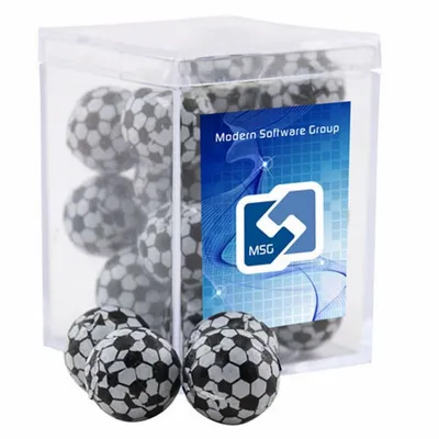 Acrylic Box with Chocolate Soccer Balls - Small - Webcam Covers Now
