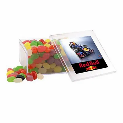 Large Square Acrylic Candy Box with Assorted Jelly Beans - Webcam Covers Now