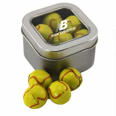 Window Tin with Chocolate Tennis Balls - SBF2500 - Webcam Covers Now
