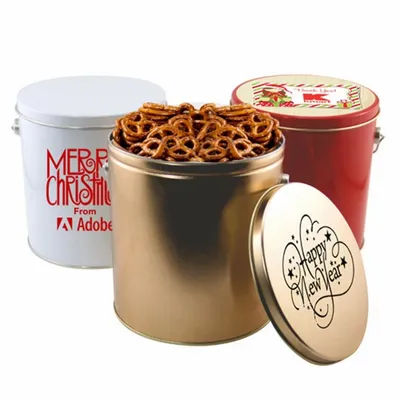 1 Gallon Gift Tin with Pretzels - Webcam Covers Now