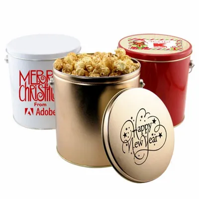 1 Gallon Gift Tin with Caramel Popcorn - Webcam Covers Now