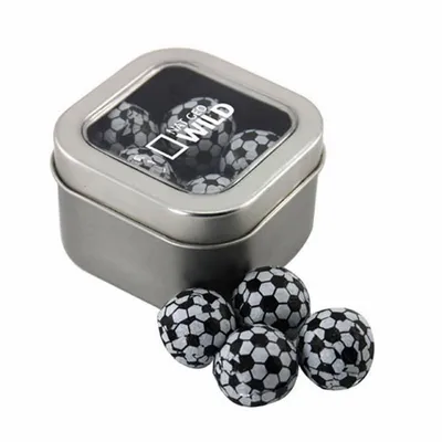 Window Tin with Chocolate Soccer Balls - SBF2500 - Webcam Covers Now