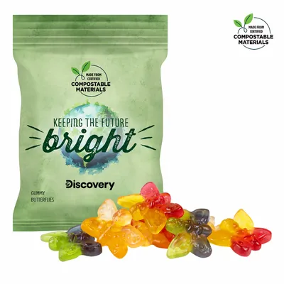 2oz. ECO-Digibag, Compostable & Full Color, Gummy Butterflies - Webcam Covers Now