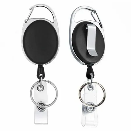 Solid Black and Steel Reel Keychain Solid Black and Steel Reel Keychain - Webcam Covers Now