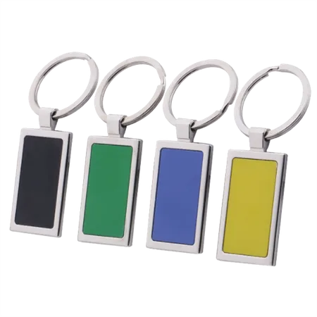 Colored Rectangle Metal Keychain