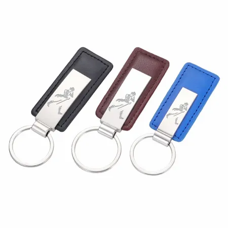 Classic Metal & Leather Keychain