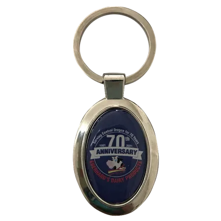 Durable Epoxy Oval Metal Keychain