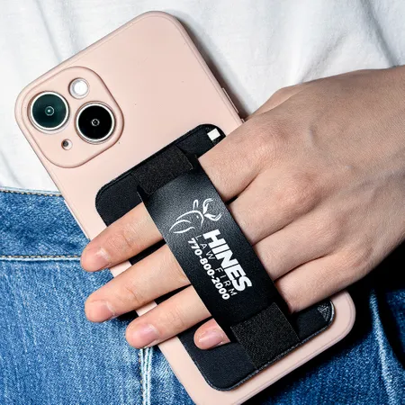 Leather Phone Wallet with Hand Grip - Webcam Covers Now