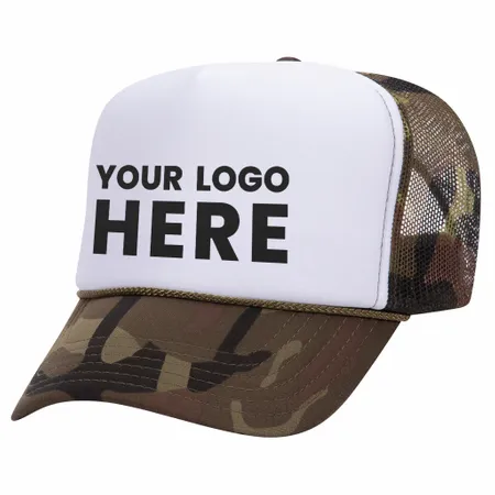Otto 49-158 5-Panel High Crown Foam Trucker Hat - Camo - Webcam Covers Now