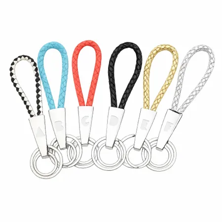 Braided Leather & Metal Keychain - Webcam Covers Now