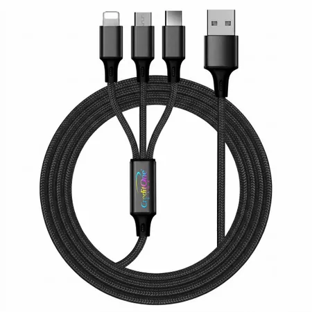 Nylon Braided 3-in-1 Charging Cables - Webcam Covers Now