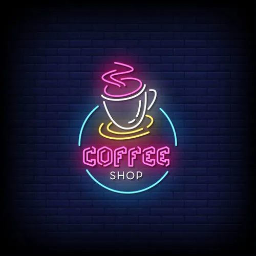 Coffee Shop Neon Sign - Webcam Covers Now
