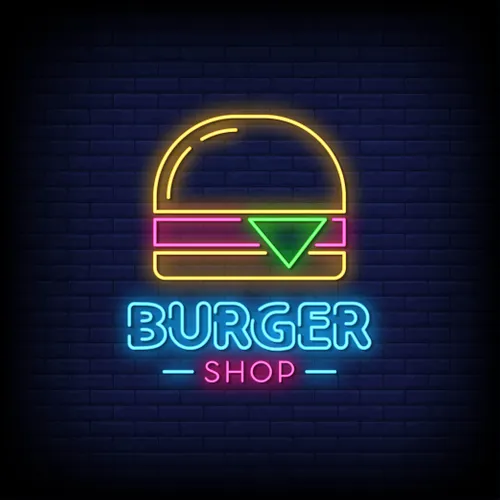 Burger Shop Neon Sign - Webcam Covers Now