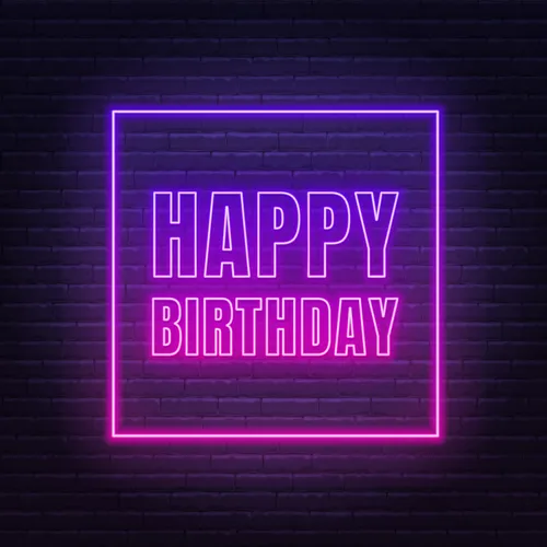 Happy Birthday Framed Neon Sign - Webcam Covers Now