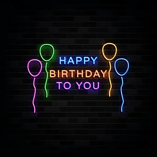 Happy Birthday To You with Balloons Neon Sign - Webcam Covers Now