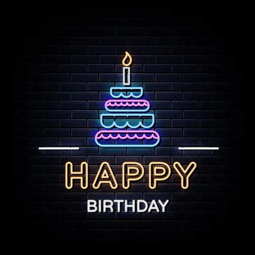 Cutie Cakie Happy Birthday Neon Sign - Webcam Covers Now