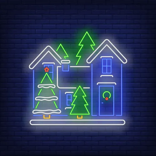 Christmas House Neon Sign - Webcam Covers Now
