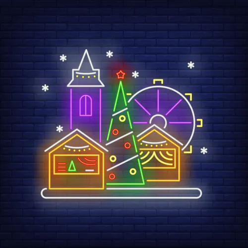 Christmas Fun Fair Neon Sign - Webcam Covers Now