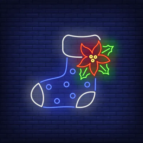 Boot Sock with Ponsettia Flower Neon Sign - Webcam Covers Now