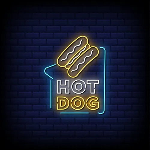 Hot Dog Neon Sign - Webcam Covers Now