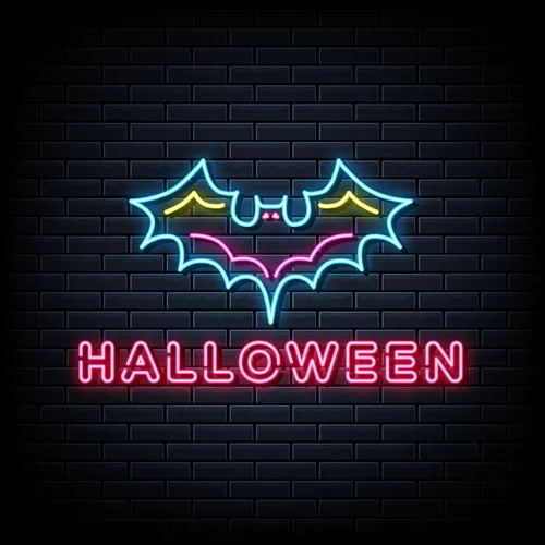 Halloween Neon Sign with Bat - Webcam Covers Now