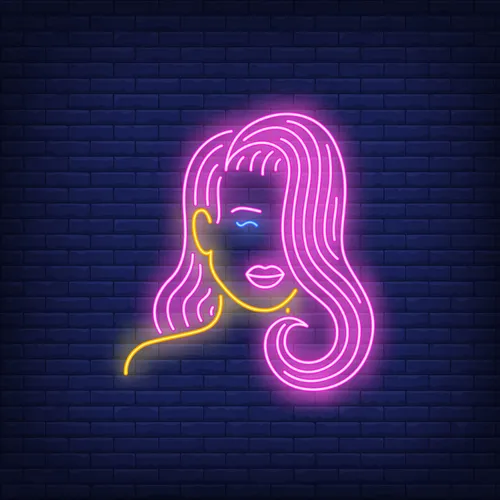 Girl with Pink Hair Neon Sign - Webcam Covers Now
