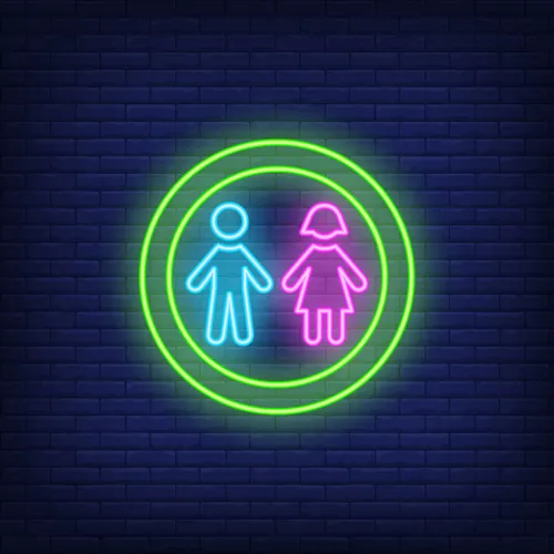 Boy & Girl Silhouettes Circle Neon Sign - Webcam Covers Now