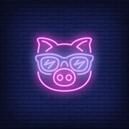 Cute Cartoon Pink Pig Sunglasses Neon Sign - Webcam Covers Now