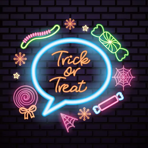 Cutie Trick Or Treat Neon Sign - Webcam Covers Now