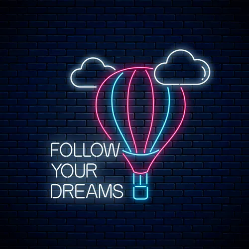 Follow Your Dreams With Hot Air Balloon Neon Sign - Webcam Covers Now