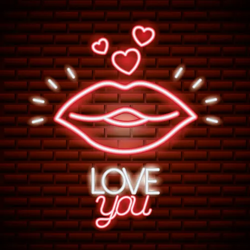 Lips with Love You Neon Sign - Webcam Covers Now