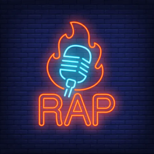 Rap Microphone Flame Neon Sign - Webcam Covers Now