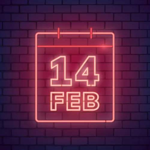 Valentine's Day Date Neon Sign - Webcam Covers Now