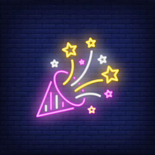 Party Hat Neon Sign - Webcam Covers Now