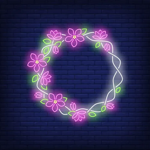 Floral Round Frame Neon Sign - Webcam Covers Now