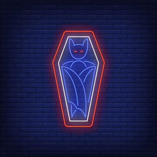 Vampire Coffin Neon Sign - Webcam Covers Now