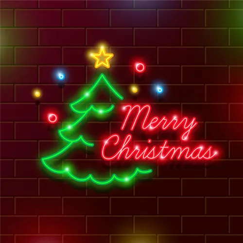Tree Merry Christmas Neon Sign - Webcam Covers Now