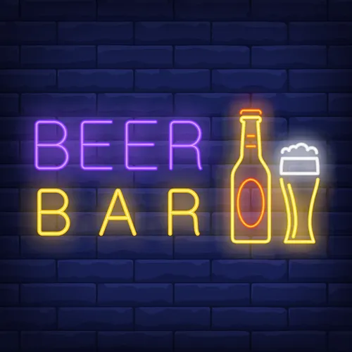 Beer & Bar with Bottle & Glass Neon - Webcam Covers Now