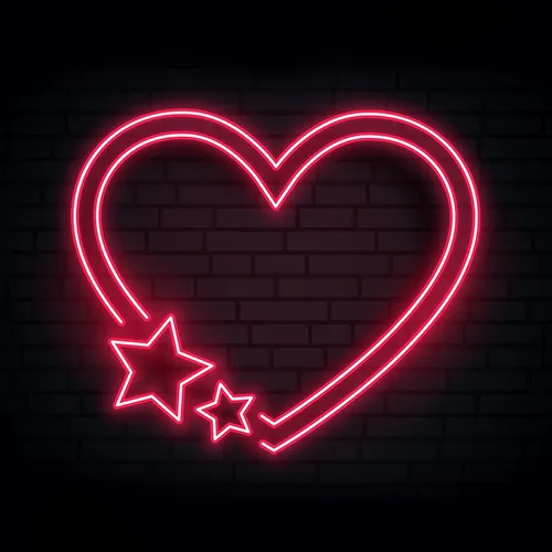 Red Love Heart Star Neon Sign - Webcam Covers Now