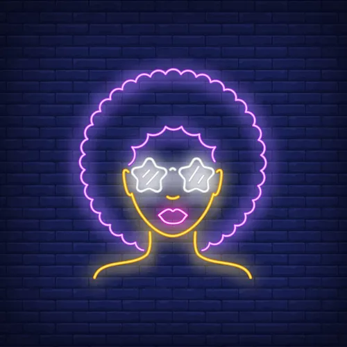 Afro Retro Girl Neon Sign - Webcam Covers Now