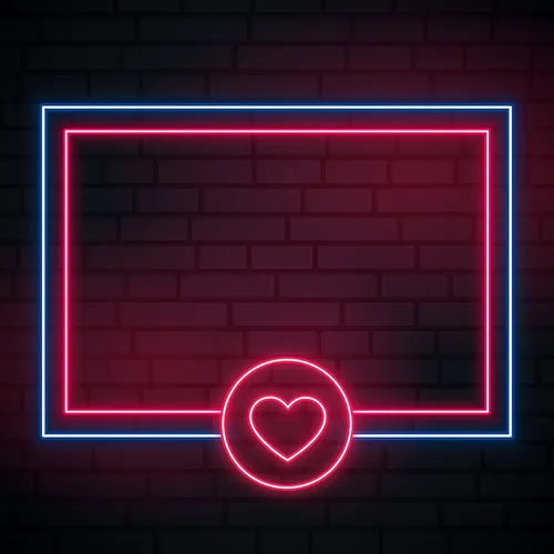 Love Heart Neon Glowing Frame Neon Sign - Webcam Covers Now