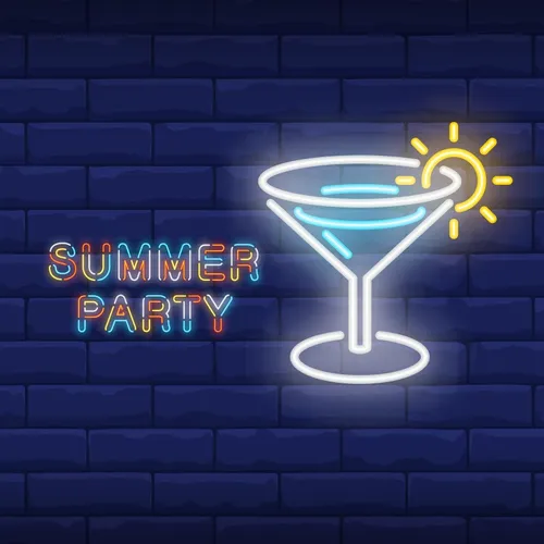 Summer Party Neon Sign - Webcam Covers Now