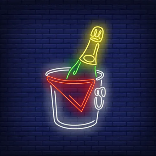 Wine in Ice Bucket Neon Sign - Webcam Covers Now