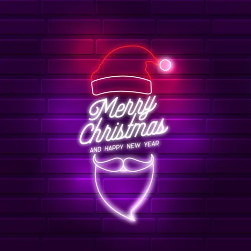 Santa Greeting Merry Christmas and New Year Neon Sign - Webcam Covers Now
