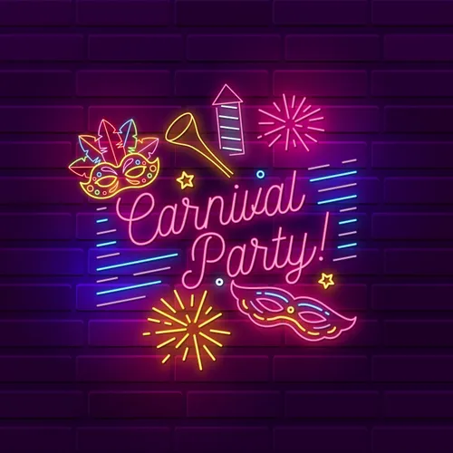 Carnival Party Neon Sign - Webcam Covers Now