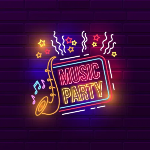 Music Party Neon Sign - Webcam Covers Now